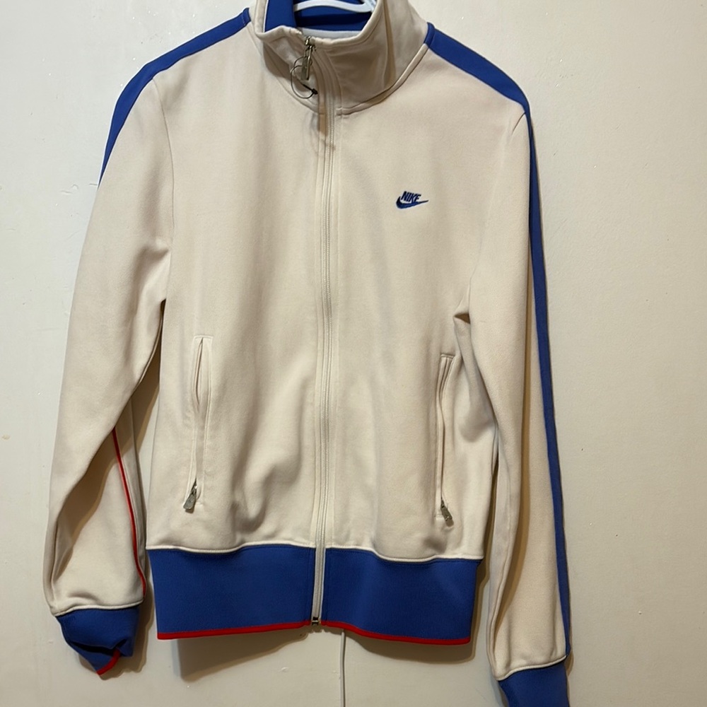 Nike Cream and Blue Zip-Up Jacket